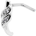 20G Clear CZ Swish Faux Hoop L Shaped Nose Ring