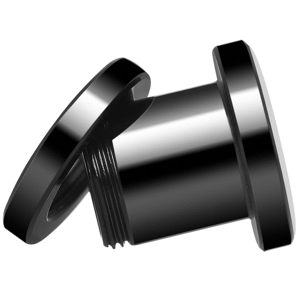 Man Woman Floral Silhouette Black Anodized Screw Fit Plug Set 0G
