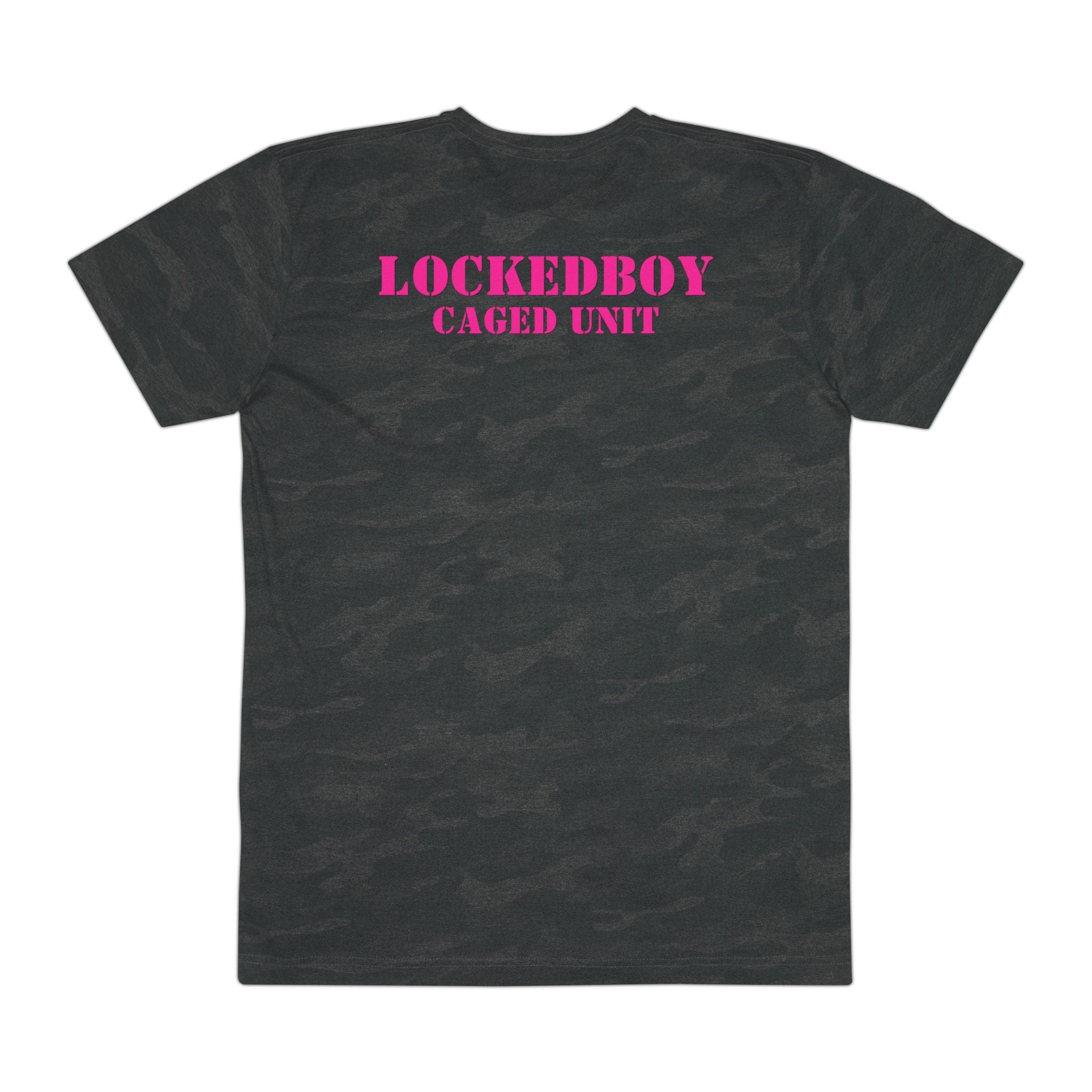 Locktober LockedBoy Caged Unit Camo Dog Tag Tee – Military-Inspired Fetish Streetwear