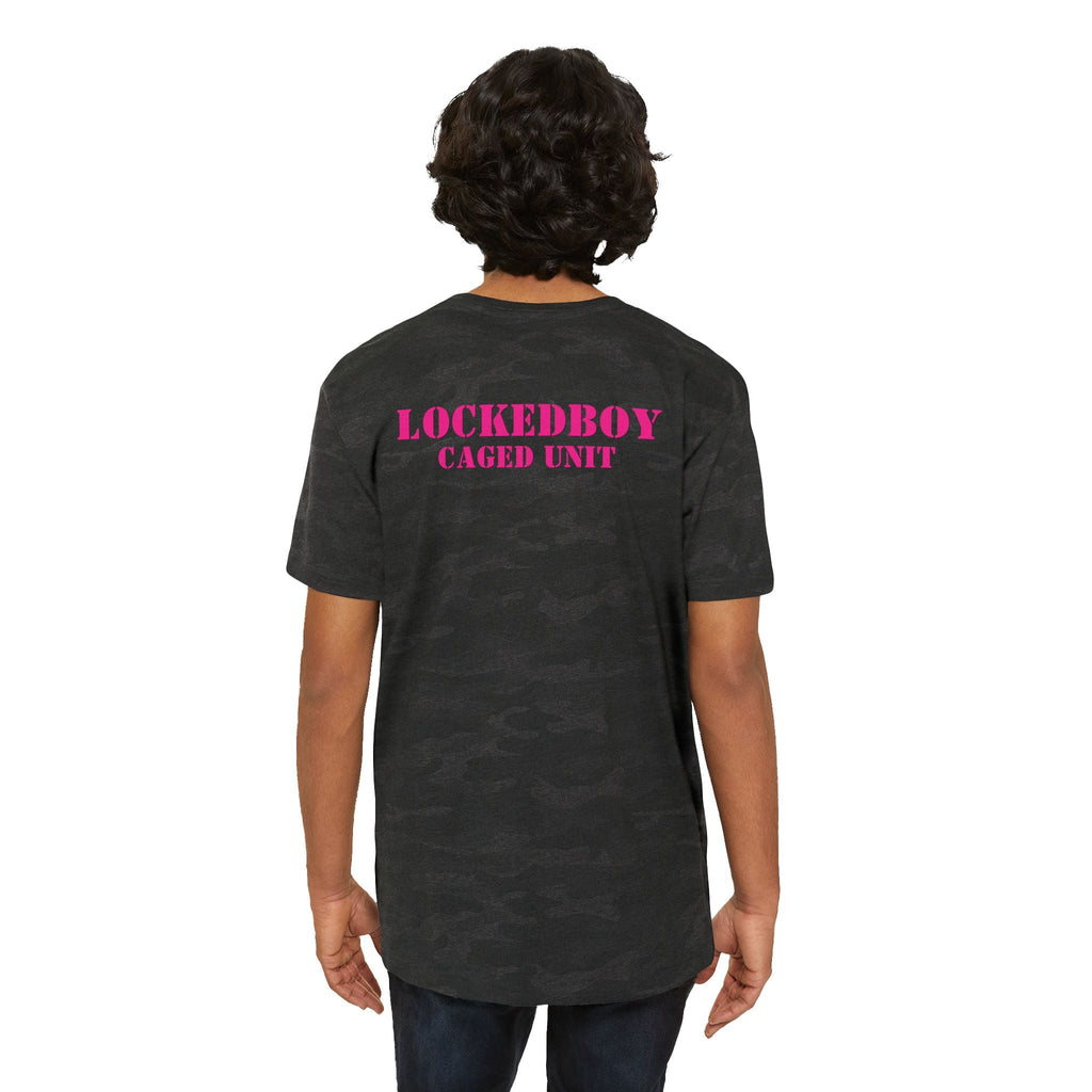 Locktober LockedBoy Caged Unit Camo Dog Tag Tee – Military-Inspired Fetish Streetwear