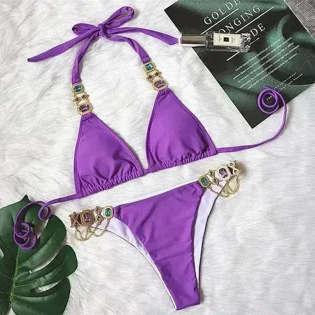 PAYASEN Rhinestone Bikini - Crystal Diamond Swimsuit for Women