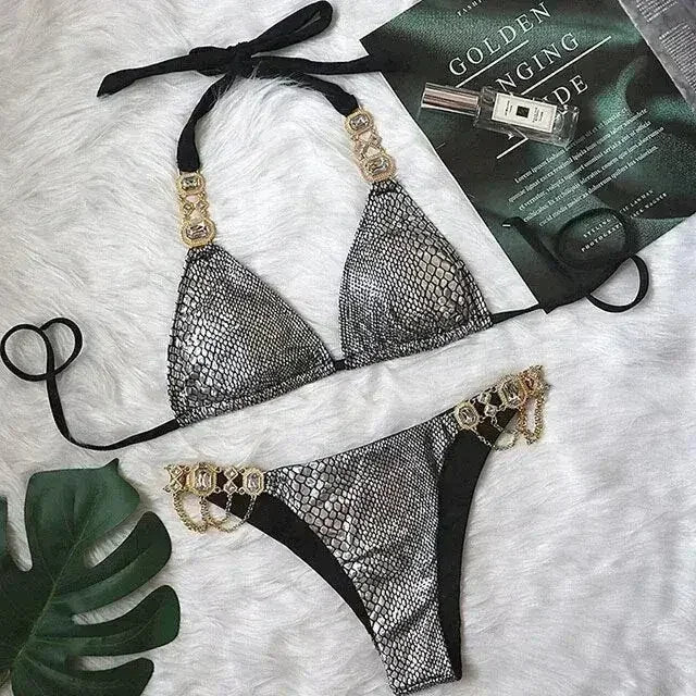 PAYASEN Rhinestone Bikini - Crystal Diamond Swimsuit for Women