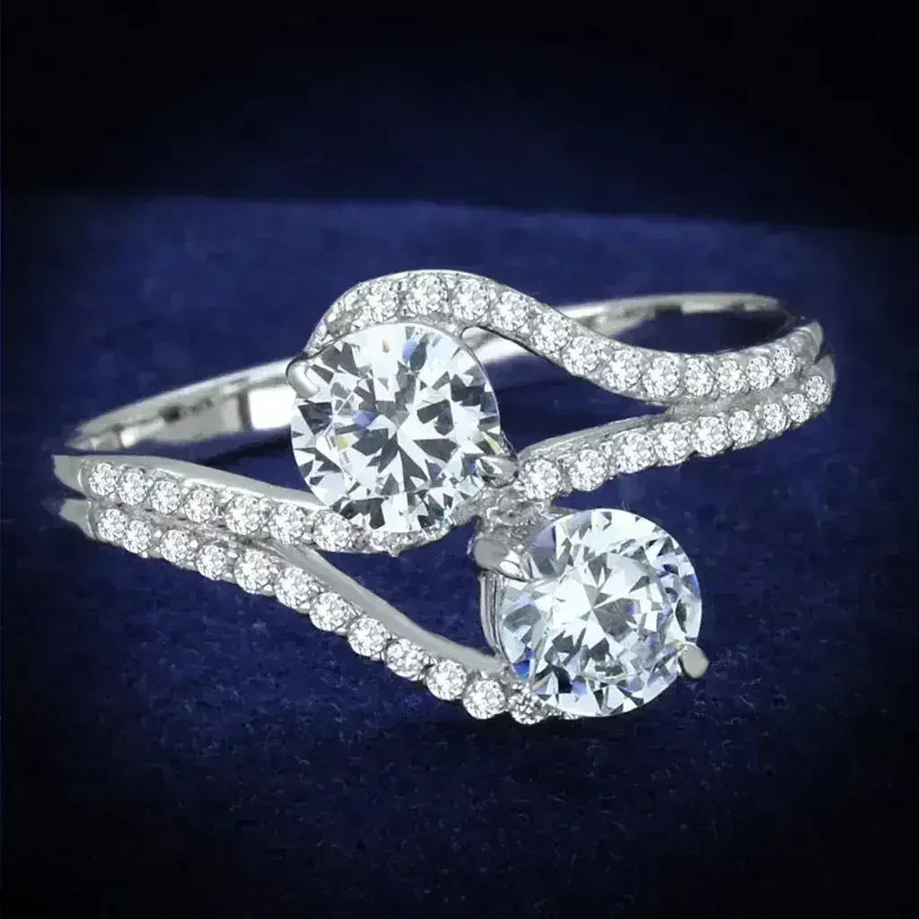 925 Sterling Silver Rhodium Ring – AAA Clear CZ Solitaire