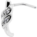 18G Clear CZ Swish Faux Hoop L Shaped Nose Ring